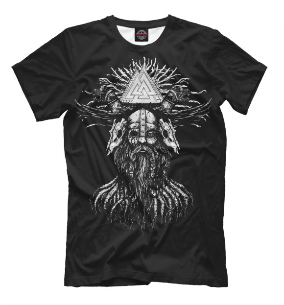 Мужская футболка с изображением Один. Иггдрасиль. цвета Черный