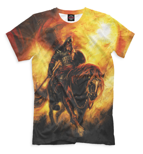 Мужская футболка с изображением Богатырь цвета Молочно-белый