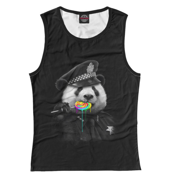 Майка для девочки с изображением Panda Cop цвета Белый