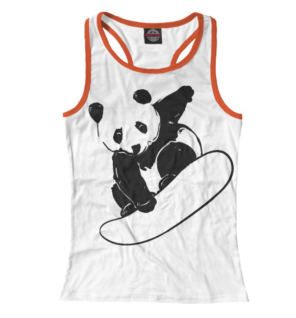 Женская майка-борцовка с изображением Panda Snowboarder цвета Белый