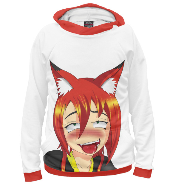 Мужское худи с изображением Ahegao цвета Белый