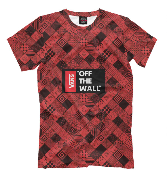 Мужская футболка с изображением Vans of the wall (Red and Black) цвета Светло-коричневый