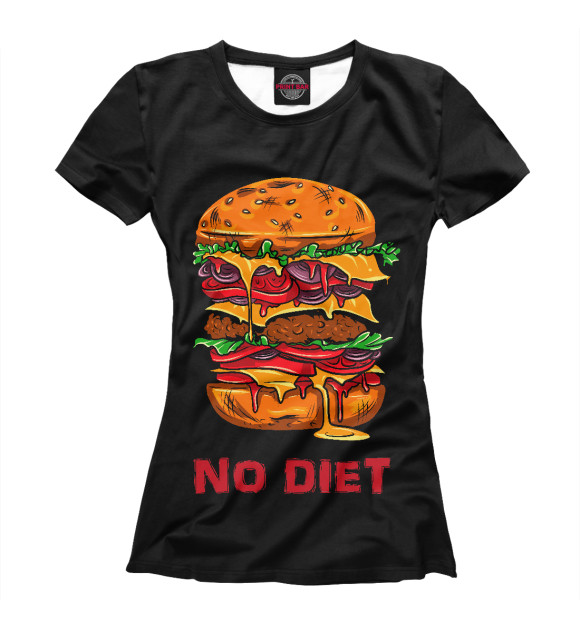 Женская футболка с изображением Нет диетам! цвета Белый
