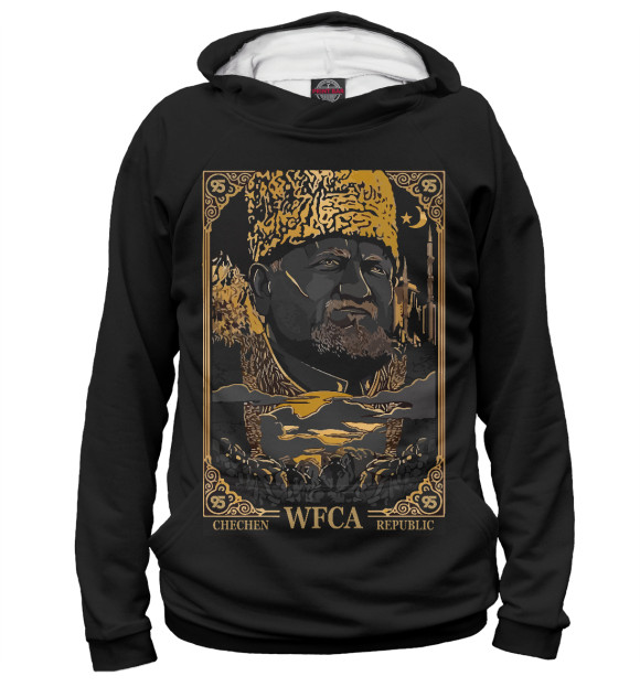 Мужское худи с изображением WFCA Akhmat цвета Белый