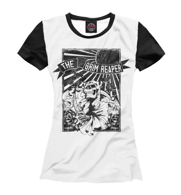Женская футболка с изображением Черепа и кости цвета Белый