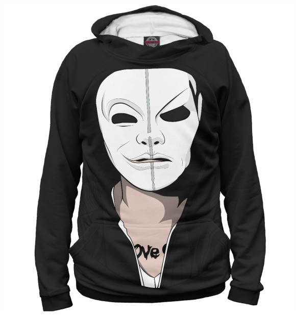 Женское худи с изображением Hollywood Undead Da Kurlzz SS art3 цвета Белый