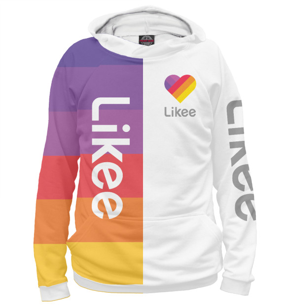 Мужское худи с изображением Likee цвета Белый