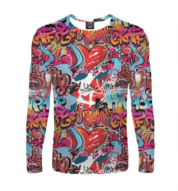 Мужской лонгслив с изображением Граффити цвета Белый