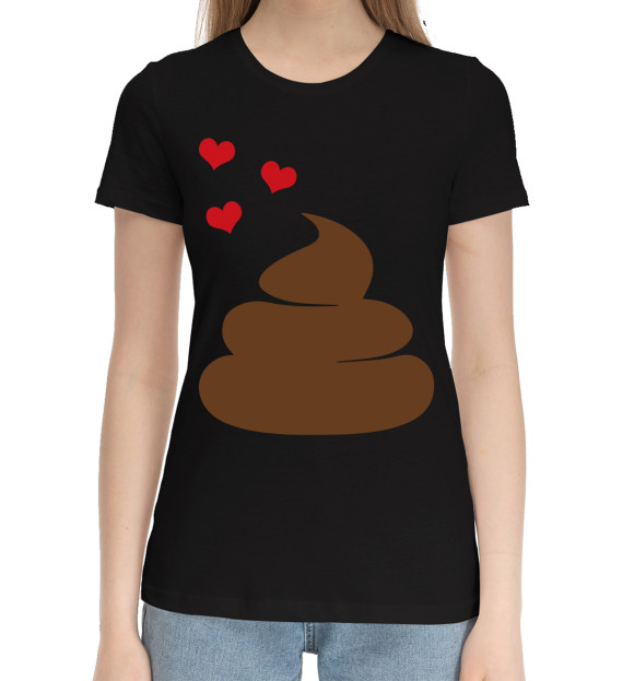 Женская хлопковая футболка с изображением Сердечки цвета Черный