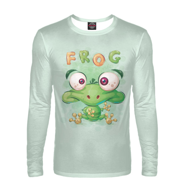 Мужской лонгслив с изображением Лягушка цвета Белый