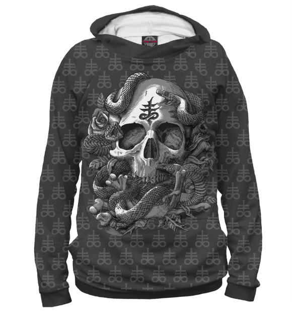 Женское худи с изображением Satan Skull цвета Белый