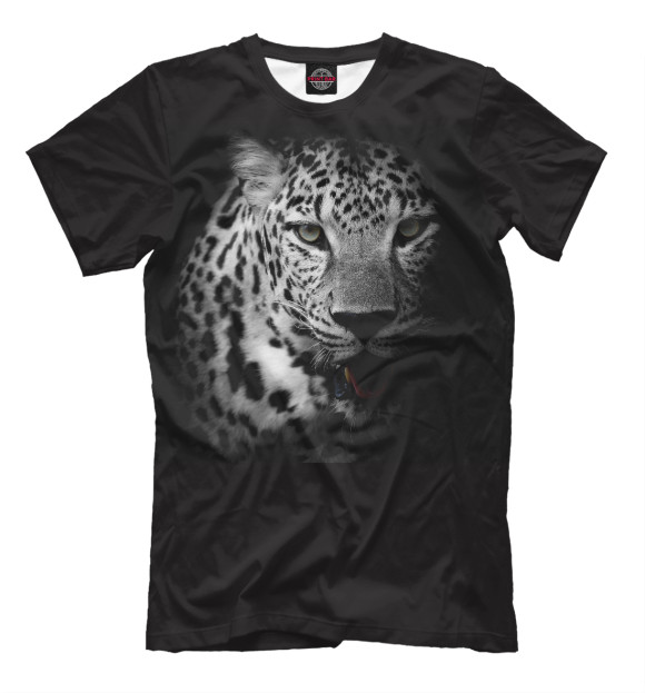 Мужская футболка с изображением Леопард цвета Черный