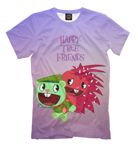 Мужская футболка с изображением Happy Tree Friends цвета Молочно-белый