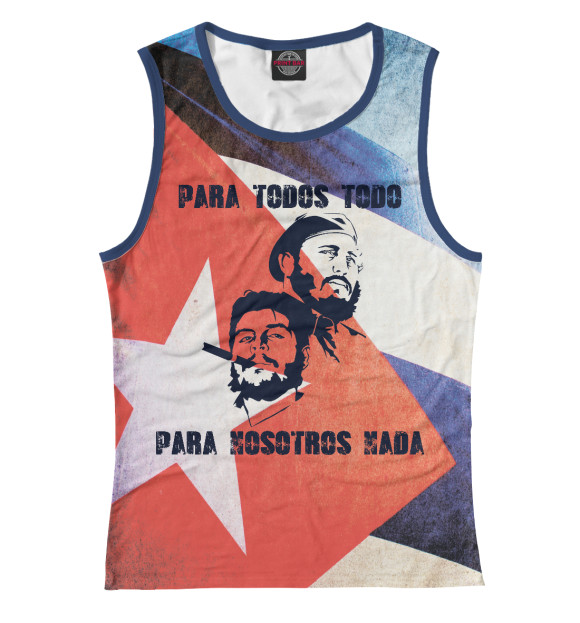 Женская майка с изображением Dos comandantes цвета Белый