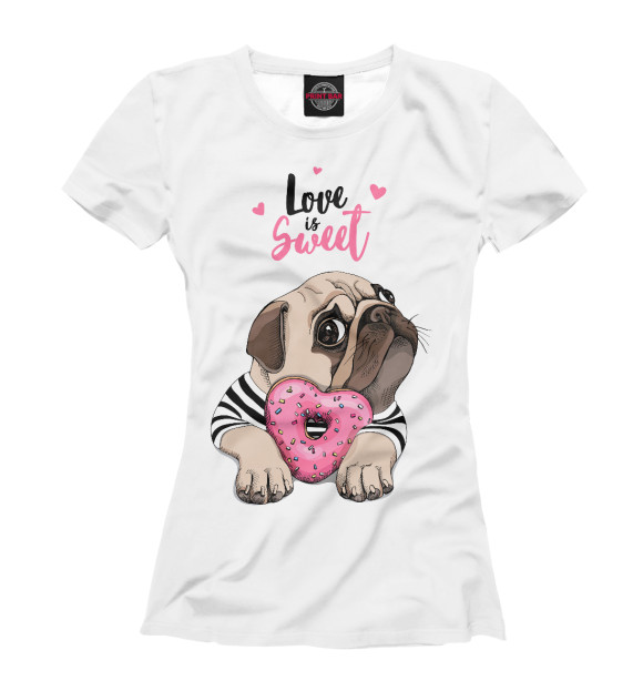 Женская футболка с изображением Love is sweet цвета Белый
