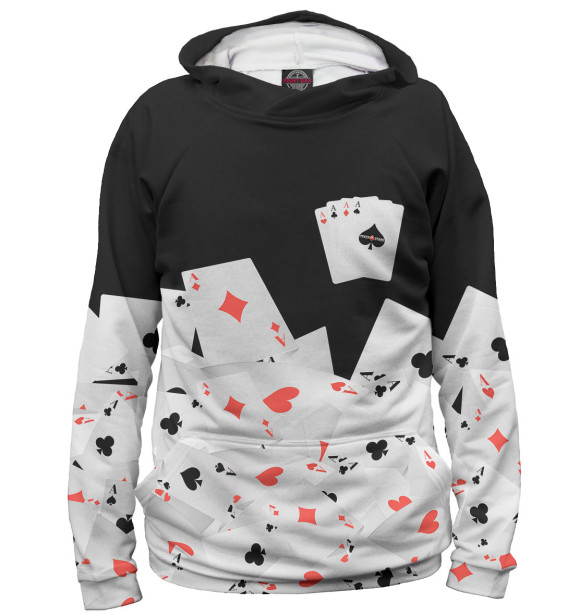 Мужское худи с изображением Покер цвета Белый