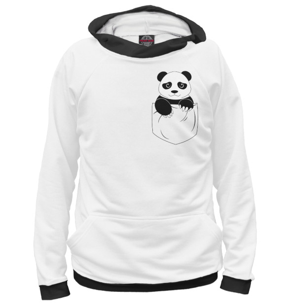 Женское худи с изображением Панда в кармане цвета Белый