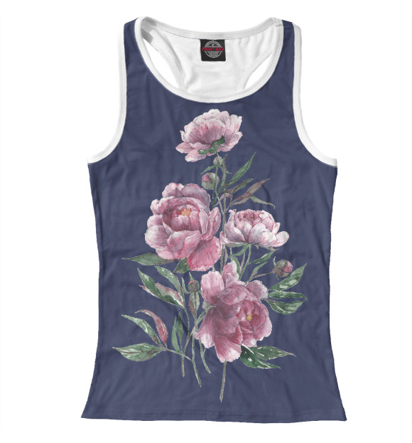 Женская майка-борцовка с изображением Пионы цвета Белый