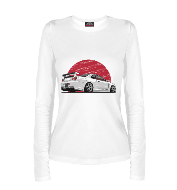 Женский лонгслив с изображением Nissan Skyline цвета Белый