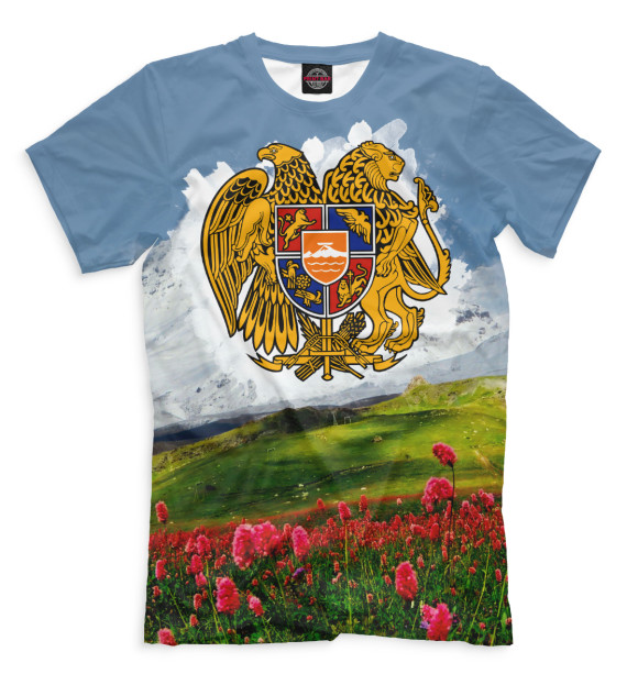 Мужская футболка с изображением Армения цвета Молочно-белый