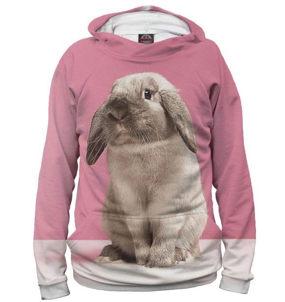 Женское худи с изображением Кролики цвета Белый