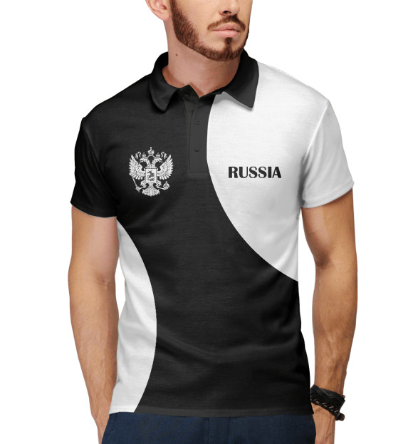Мужское поло с изображением Russia Black&White цвета Белый