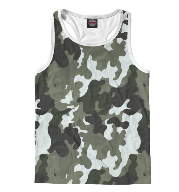 Мужская майка-борцовка с изображением Милитари цвета Белый