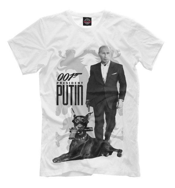 Мужская футболка с изображением Президент Путин цвета Молочно-белый