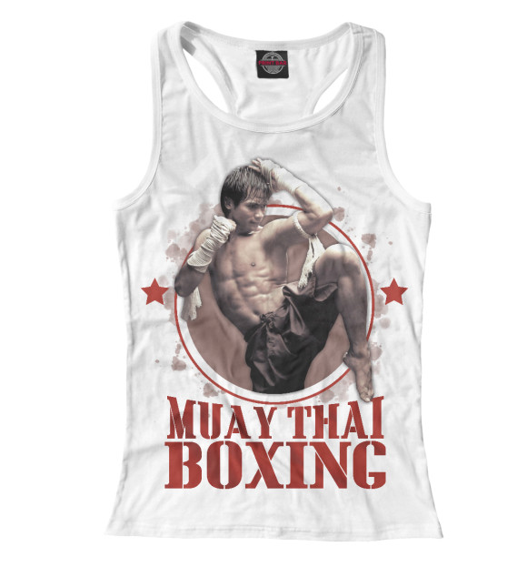 Женская майка-борцовка с изображением Muay Thai Boxing цвета Белый