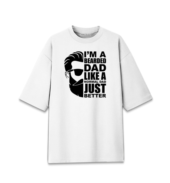 Мужская футболка оверсайз с изображением Бородатый папа цвета Белый