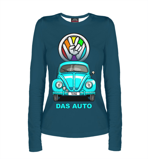 Женский лонгслив с изображением Vw жук цвета Белый