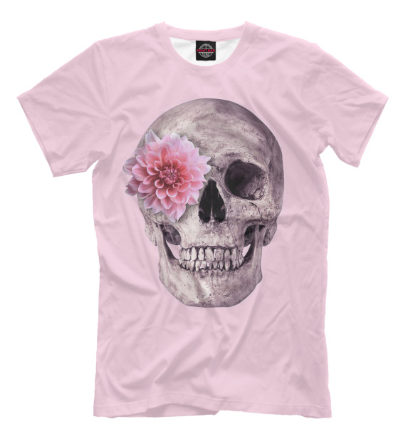 Мужская футболка с изображением Нежный череп цвета Светло-розовый