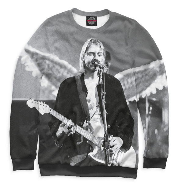 Мужской свитшот с изображением Kurt Cobain цвета Белый