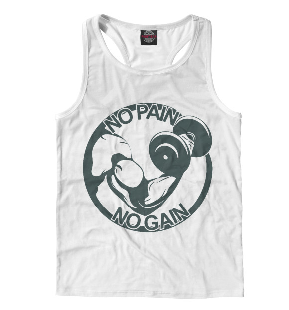 Мужская майка-борцовка с притом No pain no gain цвета Белый Мужская майка-борцовка с изображением No pain no gain цвета Белый