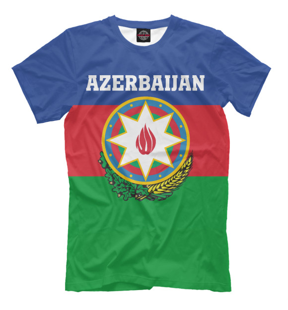 Мужская футболка с изображением Azerbaijan цвета Молочно-белый