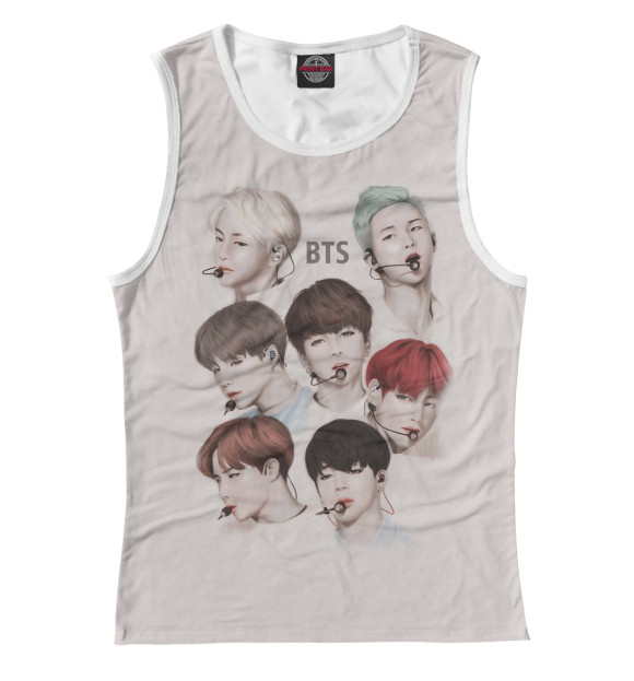 Майка для девочки с изображением BTS цвета Белый