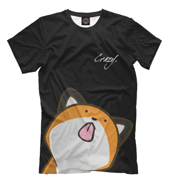 Мужская футболка с изображением Crazy Fox цвета Черный