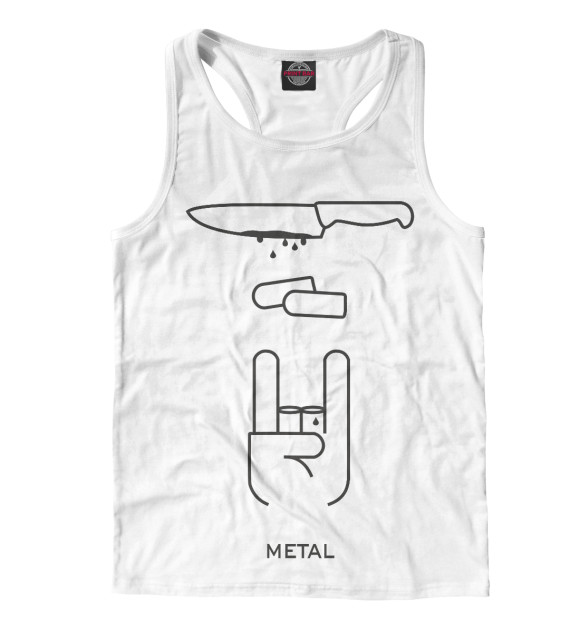 Мужская майка-борцовка с изображением METAL цвета Белый