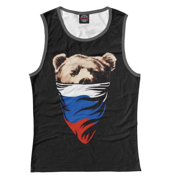 Майка для девочки с изображением RussianBear цвета Белый