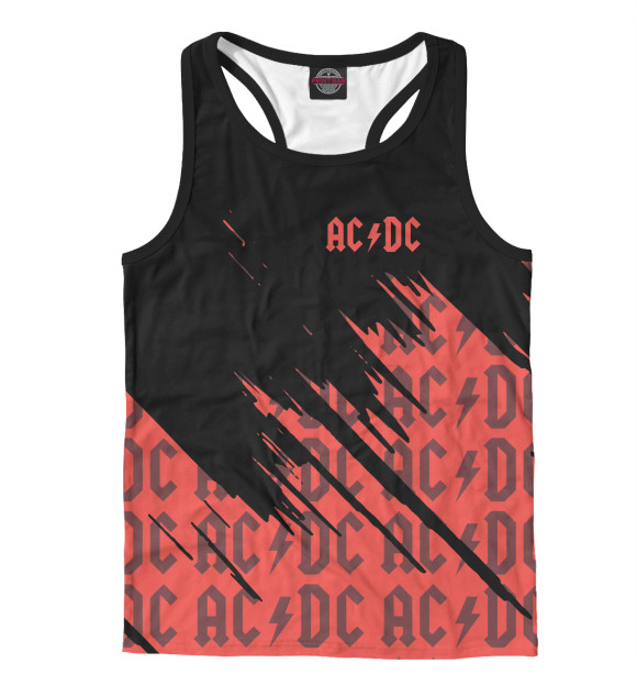 Мужская майка-борцовка с изображением AC/DC цвета Белый
