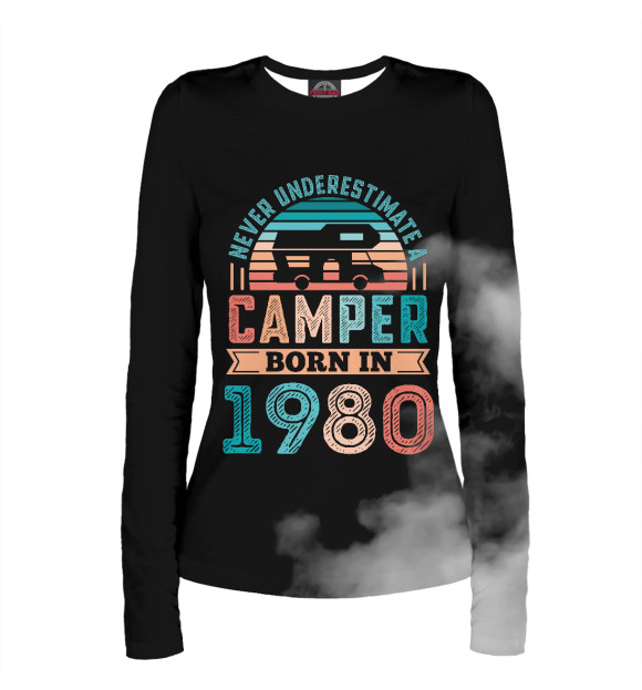 Женский лонгслив с изображением Camper born in 1980 цвета Белый