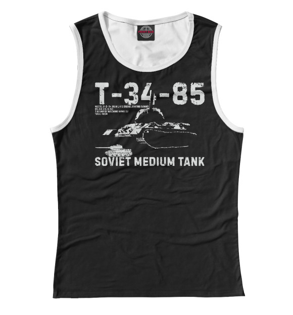 Майка для девочки с изображением Т-34-85 советский танк цвета Белый