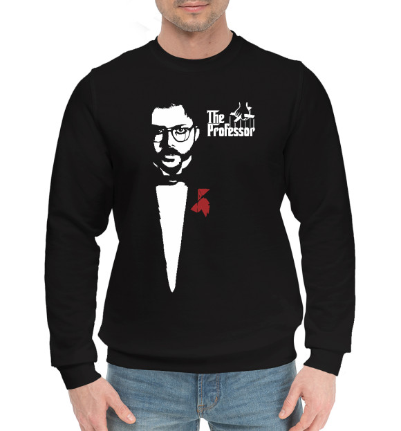 Мужской хлопковый свитшот с изображением The Professor цвета Черный