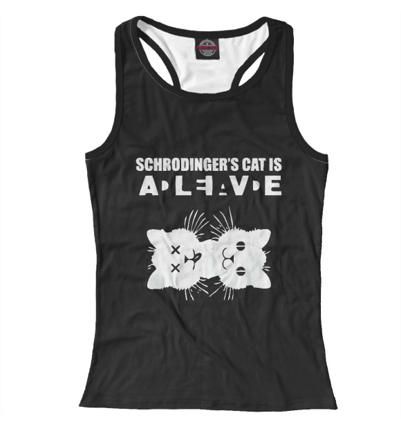 Женская майка-борцовка с изображением Кот Шредингера цвета Белый