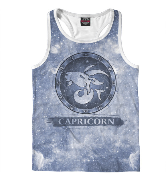 Мужская майка-борцовка с изображением Козерог цвета Белый