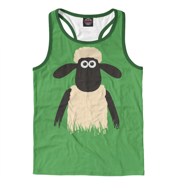 Мужская майка-борцовка с притом Барашек Шон цвета Белый Мужская майка-борцовка с изображением Барашек Шон цвета Белый