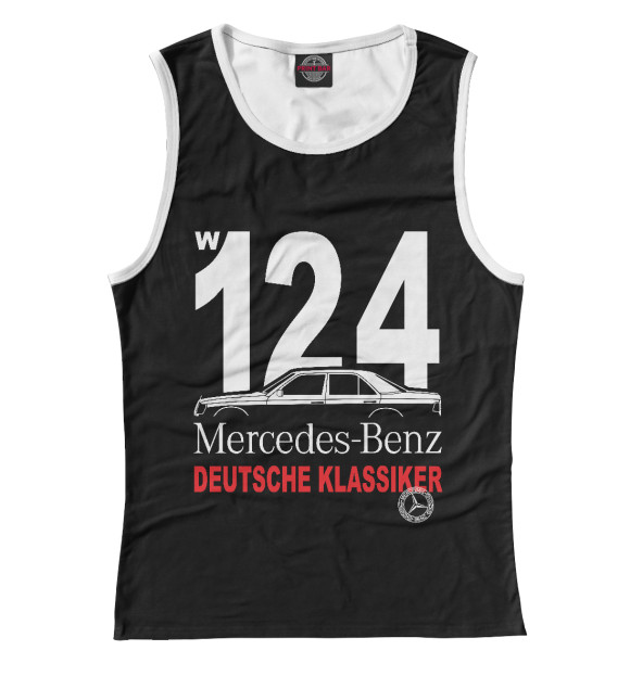 Майка для девочки с изображением Mercedes W124 немецкая классика цвета Белый