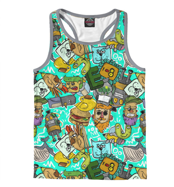 Мужская майка-борцовка с изображением Стикеры цвета Белый