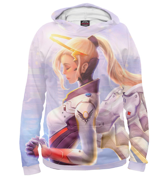 Женское худи с изображением Mercy цвета Белый