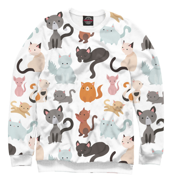 Свитшот для девочек с изображением Коты и кошки цвета Белый